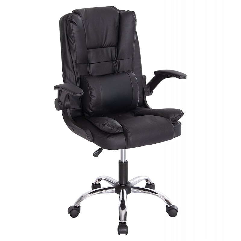 ΚΑΡΕΚΛΑ ΓΡΑΦΕΙΟΥ CANAN HM1201 ΜΑΥΡO PVC-ΜΑΥΡΟ NYLON-ΒΑΣΗ ΧΡΩΜΙΟΥ 66x61x105Υεκ.
