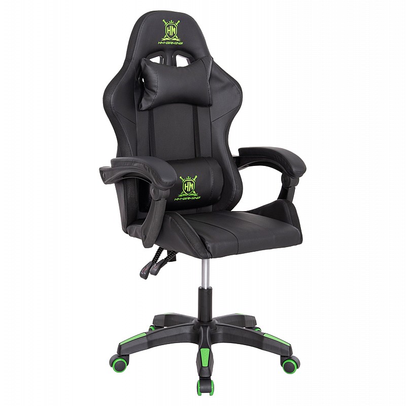 ΠΟΛΥΘΡΟΝΑ GAMING DARREN HM1203.03 ΜΑΥΡΟ-ΠΡΑΣΙΝΟ PVC & NYLON 58.5x100x120Υεκ.
