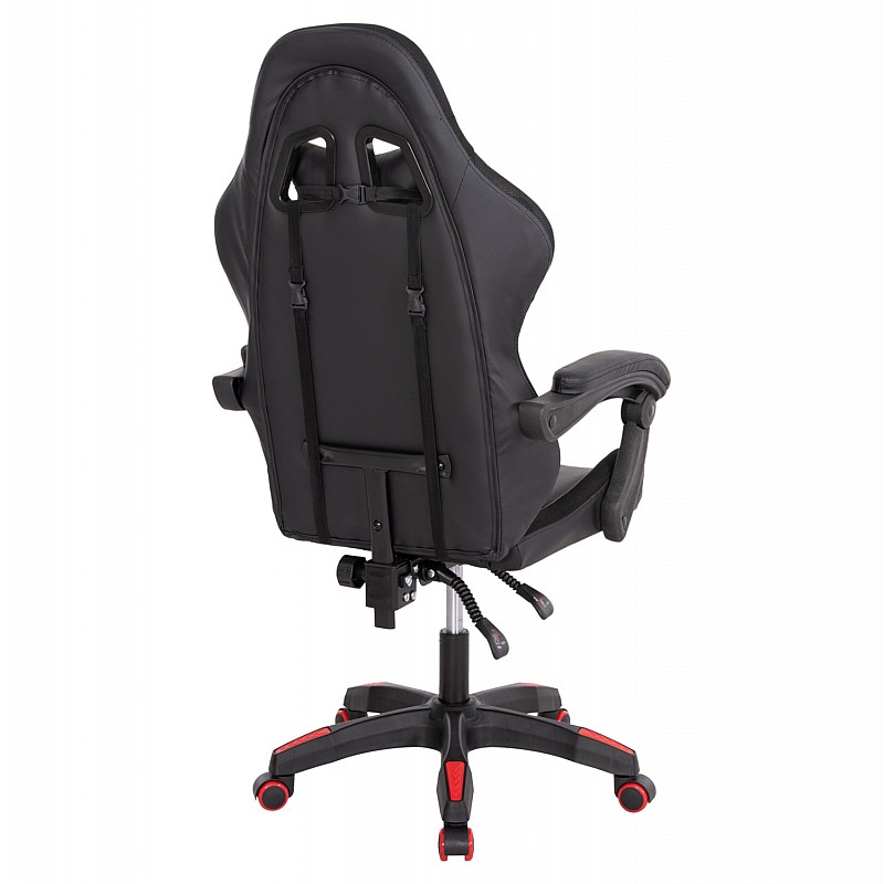 ΠΟΛΥΘΡΟΝΑ GAMING DARREN HM1203.01 ΜΑΥΡΟ-ΚΟΚΚΙΝΟ PVC & NYLON 58.5x100x120Υεκ.
