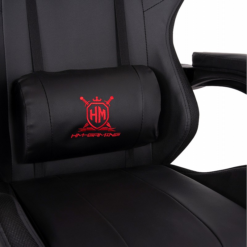 ΠΟΛΥΘΡΟΝΑ GAMING DARREN HM1203.01 ΜΑΥΡΟ-ΚΟΚΚΙΝΟ PVC & NYLON 58.5x100x120Υεκ.