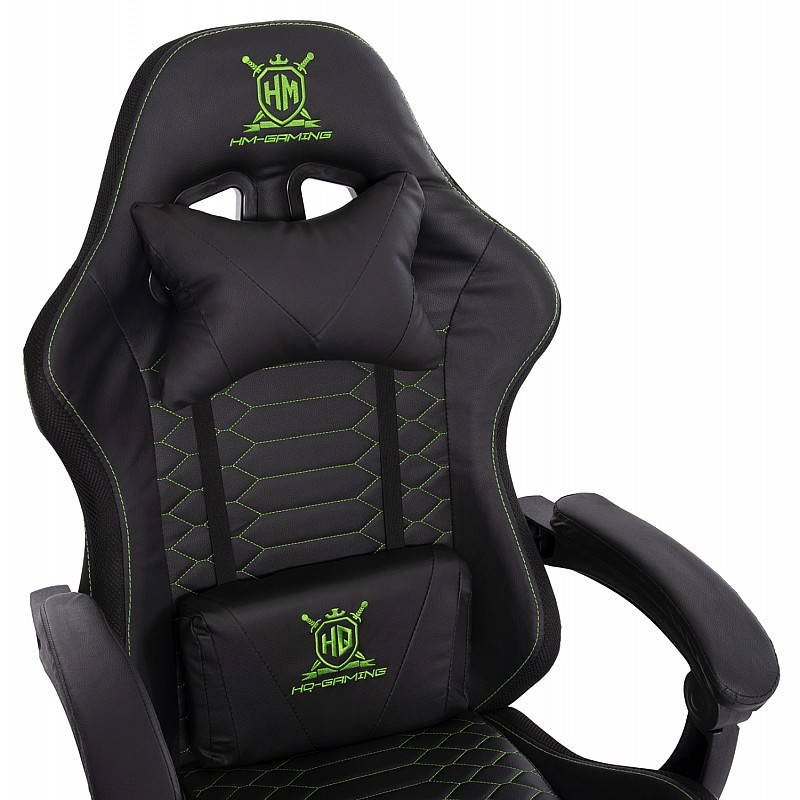 ΠΟΛΥΘΡΟΝΑ GAMING LOOT HM1204 ΜΑΥΡΟ-ΠΡΑΣΙΝΟ PVC & NYLON 60x60x120Υεκ.