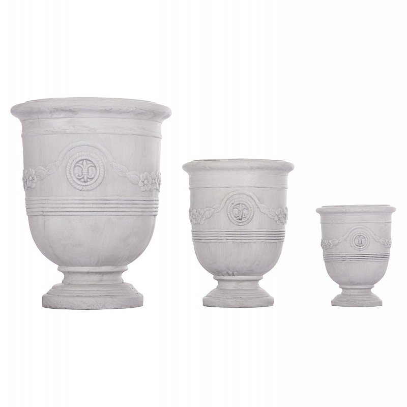 ΣΕΤ 3ΤΜΧ ΓΛΑΣΤΡΕΣ ΜΕ ΑΝΑΓΛΥΦΟ GARDENER HM4729 FIBERCLAY-ΣΕ ΥΠΟΛΕΥΚΟ Φ58x72.5Υεκ