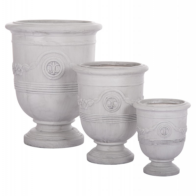 ΣΕΤ 3ΤΜΧ ΓΛΑΣΤΡΕΣ ΜΕ ΑΝΑΓΛΥΦΟ GARDENER HM4729 FIBERCLAY-ΣΕ ΥΠΟΛΕΥΚΟ Φ58x72.5Υεκ