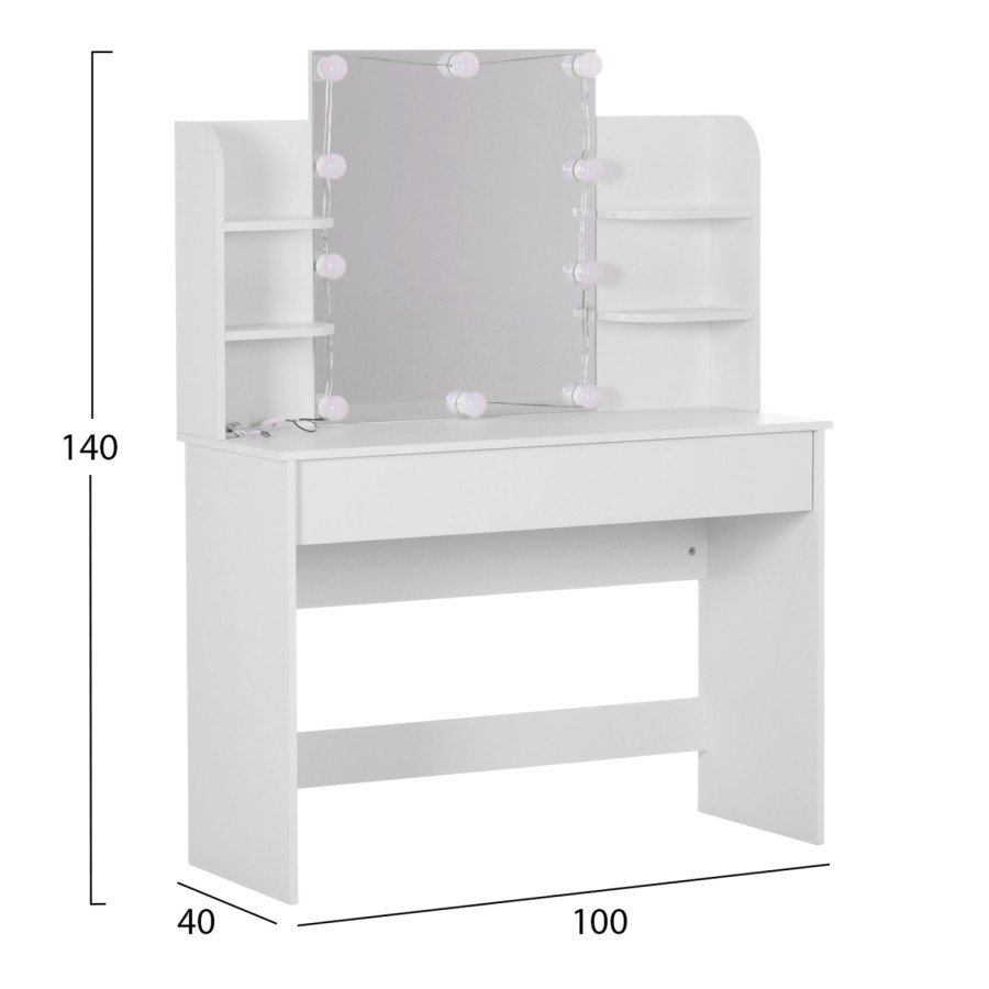 ΤΟΥΑΛΕΤΑ ΜΕ ΦΩΤΙΣΜΟ LED-ΡΑΦΙΑ-ΣΥΡΤΑΡΙΑ LAURYN HM2502.03 ΛΕΥΚΟ 108x40x140Υεκ