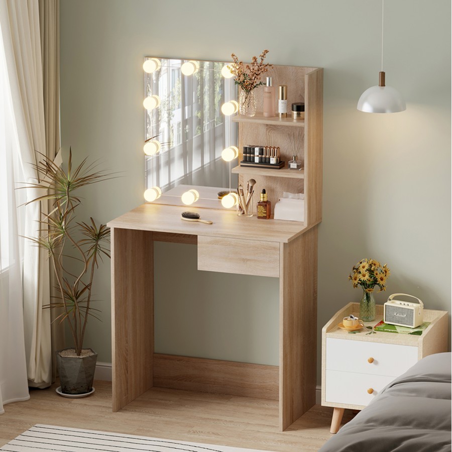 ΤΟΥΑΛΕΤΑ ΜΕ ΦΩΤΙΣΜΟ LED & ΡΑΦΙΑ LAURYN HM2501.01 ΜΕΛΑΜΙΝΗ ΣΕ SONAMA 75x40x134.5Υεκ