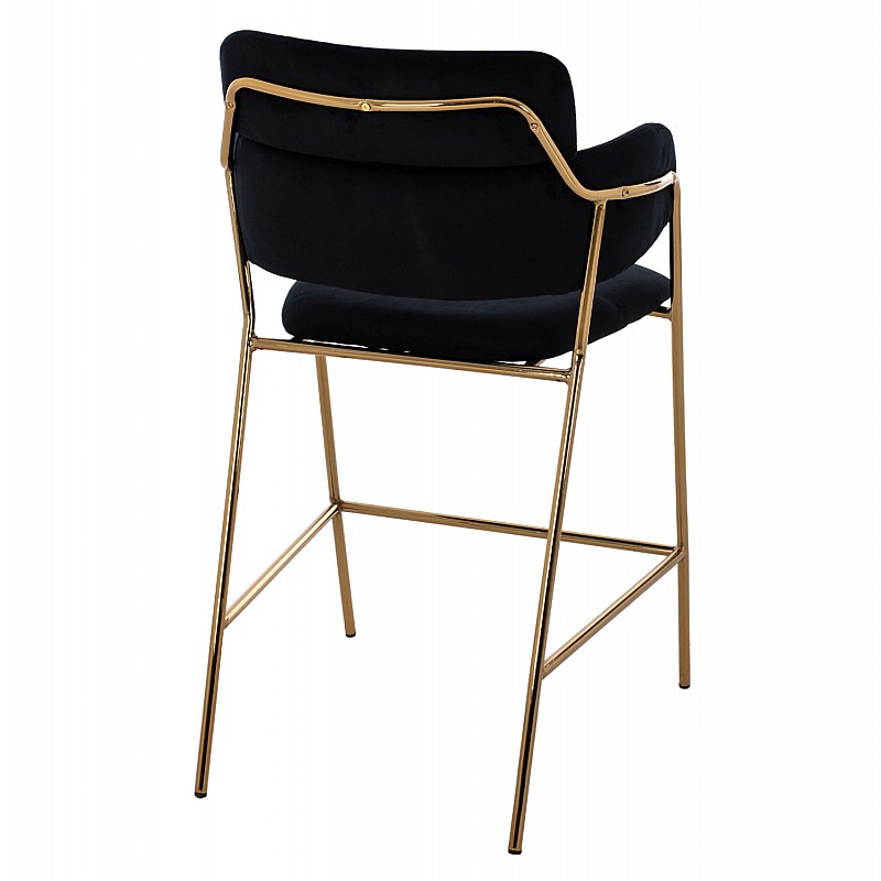 ΣΚΑΜΠΟ ΜΕΣΑΙΟΥ ΥΨΟΥΣ KELSO HM8735.04 ΒΕΛΟΥΔΟ ΜΑΥΡΟ ΕΠΙΧΡΥΣΟ ΣΚΕΛΕΤΟ 54x58x95Υ εκ.