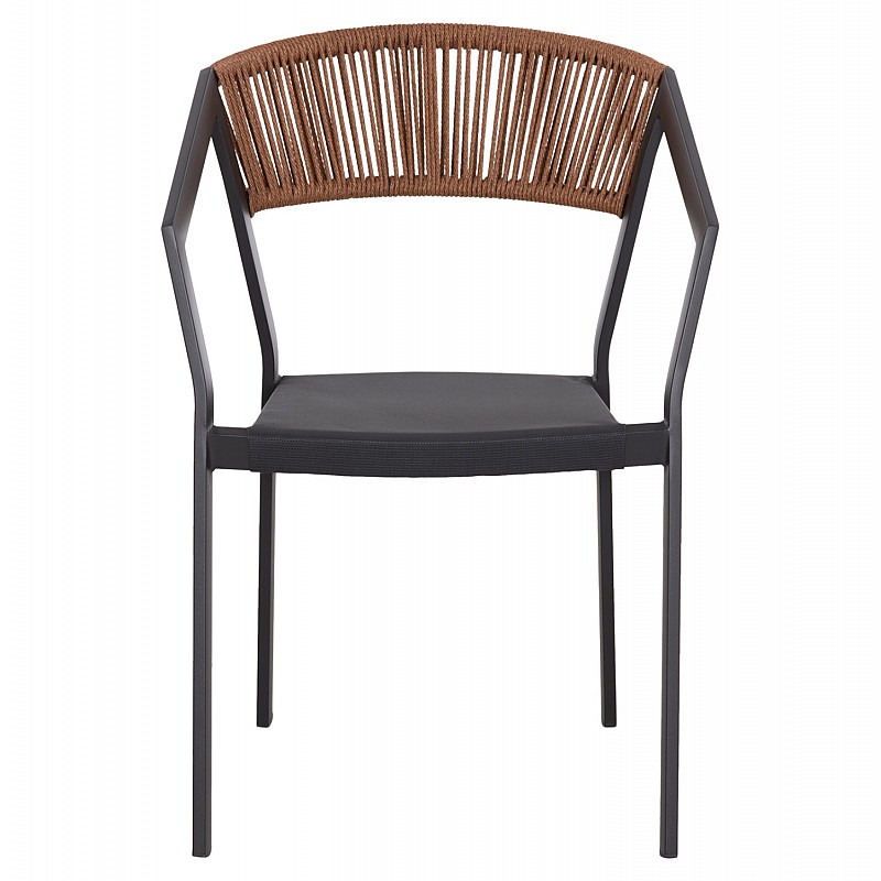 ΠΟΛΥΘΡΟΝΑ ΑΛΟΥΜΙΝΙΟΥ HM5891.01 ΑΝΘΡΑΚΙ ΣΚΕΛΕΤΟΣ&TEXTLINE-ΜΠΕΖ RATTAN 56,5x58x79Υ εκ.