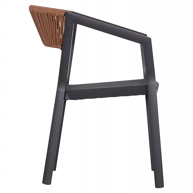 ΠΟΛΥΘΡΟΝΑ ΑΛΟΥΜΙΝΙΟΥ HM5891.01 ΑΝΘΡΑΚΙ ΣΚΕΛΕΤΟΣ&TEXTLINE-ΜΠΕΖ RATTAN 56,5x58x79Υ εκ.