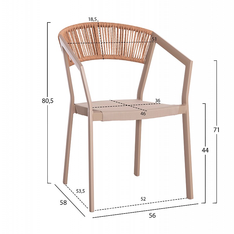 ΠΟΛΥΘΡΟΝΑ ΑΛΟΥΜΙΝΙΟΥ MIRI HM5891.03 ΣΑΜΠΑΝΙΖΕ ΣΚΕΛΕΤΟΣ&TEXTLINE- RATTAN 56x58x80.5Υ εκ.