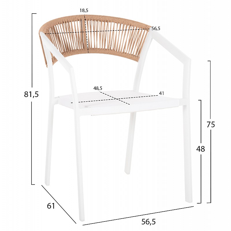 ΠΟΛΥΘΡΟΝΑ ΑΛΟΥΜΙΝΙΟΥ MIRI HM5891.22 ΛΕΥΚΟΣ ΣΚΕΛΕΤΟΣ&TEXTLINE-ΜΠΕΖ RATTAN 57x63x82Υεκ.
