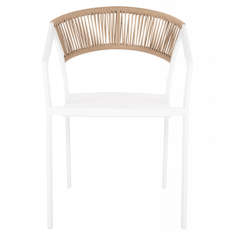 ΠΟΛΥΘΡΟΝΑ ΑΛΟΥΜΙΝΙΟΥ MIRI HM5891.22 ΛΕΥΚΟΣ ΣΚΕΛΕΤΟΣ&TEXTLINE-ΜΠΕΖ RATTAN 57x63x82Υεκ.