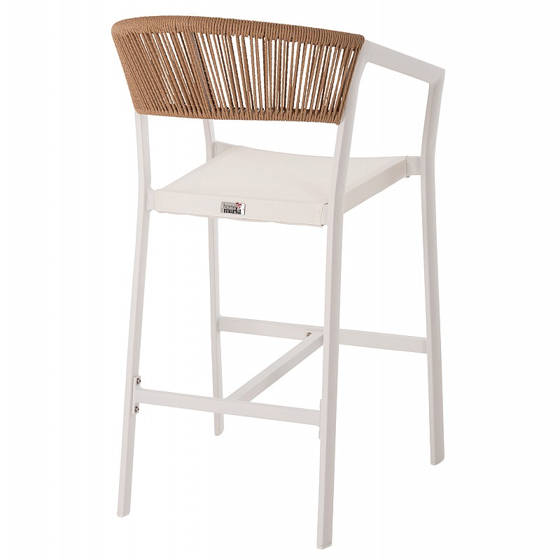 ΣΚΑΜΠΟ ΑΛΟΥΜΙΝΙΟΥ ΛΕΥΚΟ HM5892.32 ΜΕΣ. ΥΨΟΥΣ-ΜE RATTAN & TΕΧΤLINE 57x57x99,5Yεκ.