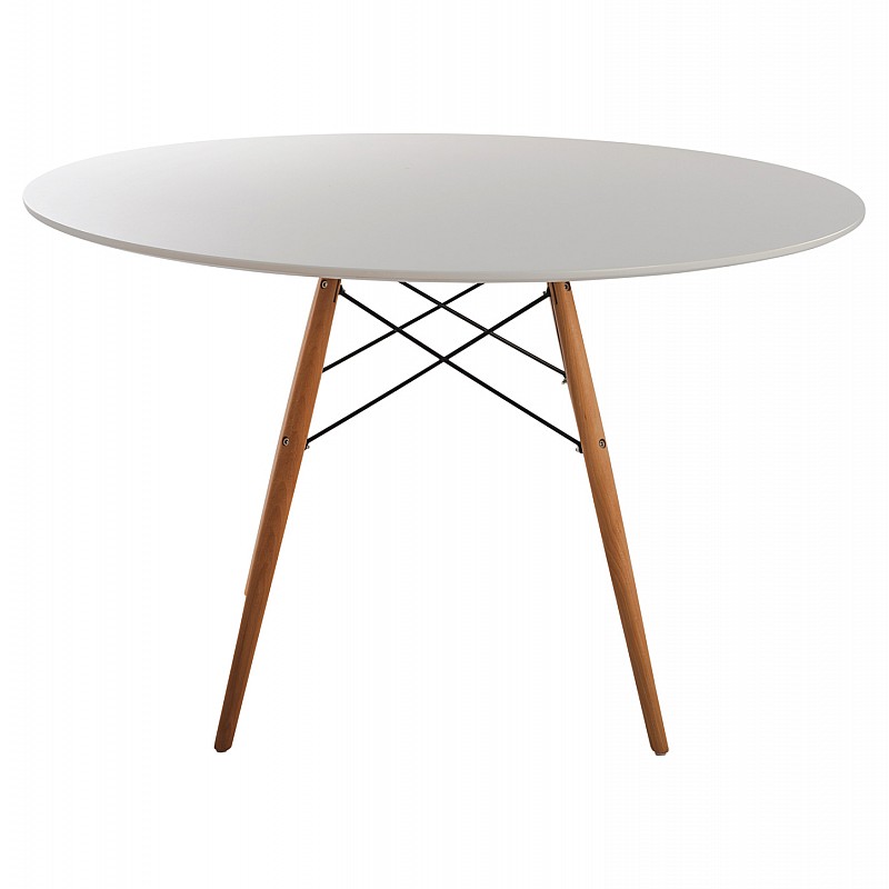 ΤΡΑΠΕΖΙ MINIMAL ΣΤΡΟΓΓΥΛΟ HM8454.01 MDF ΣΕ ΛΕΥΚΟ-ΠΟΔΙΑ ΟΞΙΑΣ ΣΕ ΦΥΣΙΚΟ Φ120Χ75Υεκ.