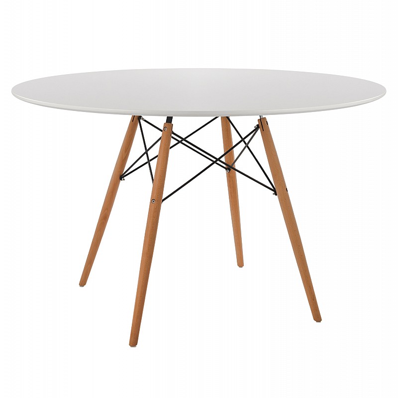 ΤΡΑΠΕΖΙ MINIMAL ΣΤΡΟΓΓΥΛΟ HM8454.01 MDF ΣΕ ΛΕΥΚΟ-ΠΟΔΙΑ ΟΞΙΑΣ ΣΕ ΦΥΣΙΚΟ Φ120Χ75Υεκ.