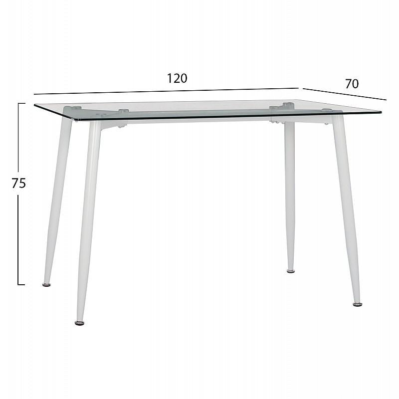 ΤΡΑΠΕΖΙ ΚΟΥΖΙΝΑΣ ΜΕΤΑΛΛΙΚΟ IDELLA ΛΕΥΚΟ ΜΑΤ ΜΕ ΓΥΑΛΙ HM8498.03 120X70X75Υ εκ.