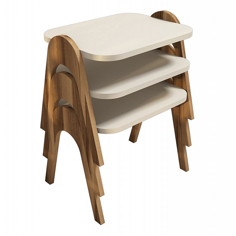 ΤΡΑΠΕΖΙ ΖΙΓΚΟΝ LINNEA 3ΤΜΧ ΜΕΛΑΜΙΝΗΣ ΚΑΡΥΔΙ - ΕΚΡΟΥ HM9068.02 48,6x35,5x72Y εκ.