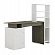 ΓΡΑΦΕΙΟ ΜΕ ΒΙΒΛΙΟΘΗΚΗ ROCHELL ΜΕΛΑΜΙΝΗ OLIVE GREY ΛΕΥΚΟ 146,3x55x128,8Υεκ.HM8886.11