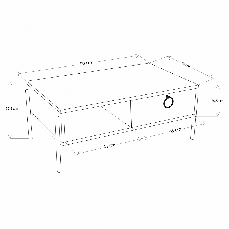 ΤΡΑΠΕΖΙ ΣΑΛΟΝΙΟΥ ΜΑΥΡΟ ΚΑΡΥΔΙ HM9247.04 90x56x37,5 εκ.