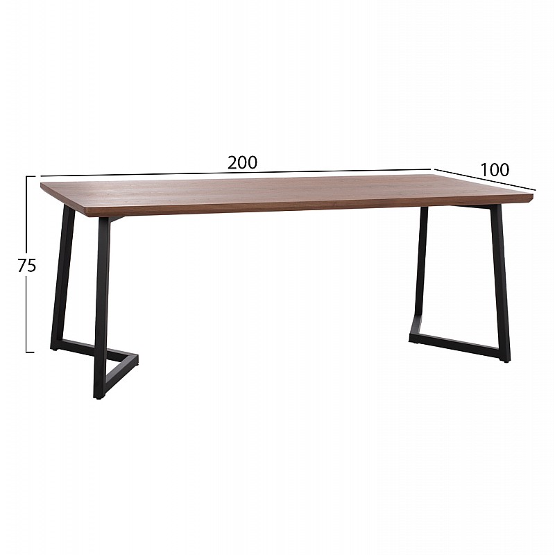 ΤΡΑΠΕΖΙ ΤΡΑΠΕΖΑΡΙΑΣ JAY HM9304.02 ΚΑΠΛΑΜΑΣ ΚΑΡΥΔΙΑΣ ΡΟΥΣΤΙΚ ΣΤΥΛ 200x100x75 εκ.