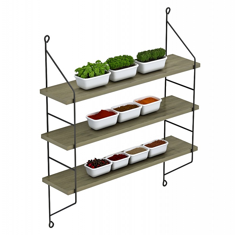 ΡΑΦΙΕΡΑ ΤΟΙΧΟΥ ACHALA ΜΕΛΑΜΙΝΗΣ HM9185.12 OLIVE GREY 60x15x68Y εκ.