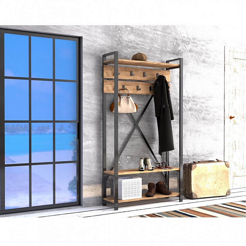 ΕΠΙΠΛΟ ΕΙΣΟΔΟΥ HM8943.01 NATURAL WOOD & ΜΑΥΡΟ  90x34x180 εκ. ΕΠΙΠΛΟ ΕΙΣΟΔΟΥ HM8943.01 NATURAL WOOD & ΜΑΥΡΟ  90x34x180 εκ.