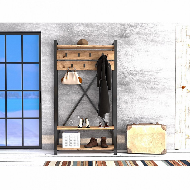 ΕΠΙΠΛΟ ΕΙΣΟΔΟΥ HM8943.01 NATURAL WOOD & ΜΑΥΡΟ  90x34x180 εκ. ΕΠΙΠΛΟ ΕΙΣΟΔΟΥ HM8943.01 NATURAL WOOD & ΜΑΥΡΟ  90x34x180 εκ.