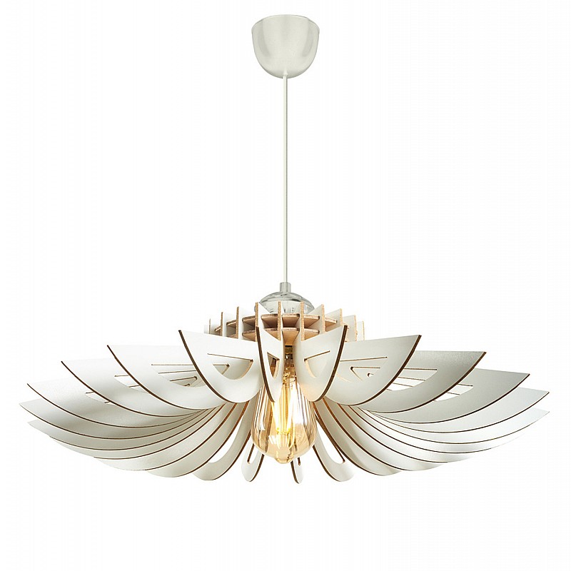 ΦΩΤΙΣΤΙΚΟ ΟΡΟΦΗΣ ΞΥΛΙΝΟ ΚΡΕΜΑΣΤΟ ΛΕΥΚΟ HM7348.02 Φ68x50Υ εκ.