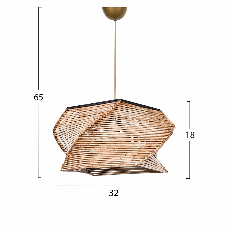 ΦΩΤΙΣΤΙΚΟ ΟΡΟΦΗΣ ΕΣΩΤΕΡΙΚΟΥ ΧΩΡΟΥ ΚΡΕΜΑΣΤΟ ΑΠΟ ΞΥΛΟ ΚΑΙ BAMBOO ΦΥΣΙΚΟ HM7357 36x36x65Υ εκ.