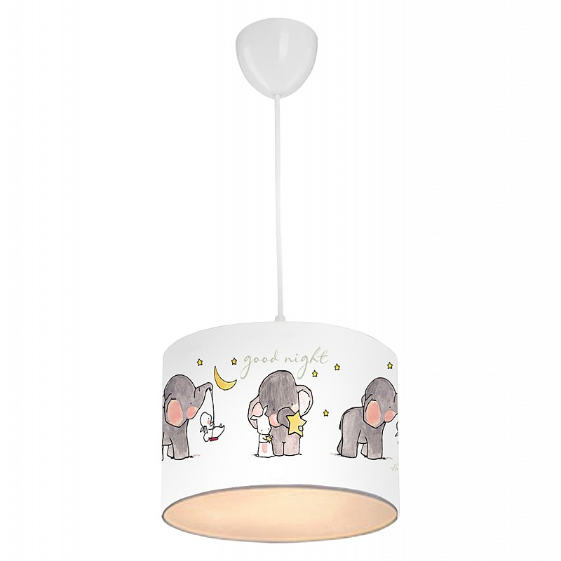 ΠΑΙΔΙΚΟ ΦΩΤΙΣΤΙΚΟ ΟΡΟΦΗΣ ΥΦΑΣΜΑΤΙΝΟ HM7575.01 ΛΕΥΚΟ ΜΕ ΣΧΕΔΙΟ ELEPHANT Φ24x70Y εκ.