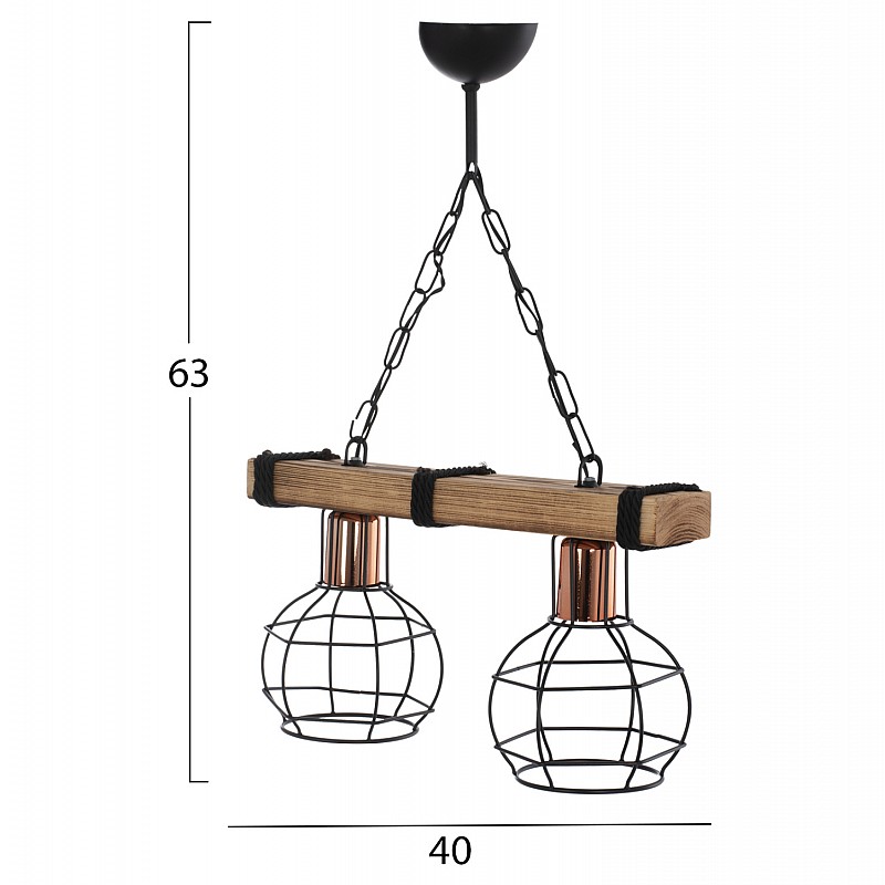 ΦΩΤΙΣΤΙΚΟ ΟΡΟΦΗΣ ΔΙΦΩΤΟ ΜΕ ΞΥΛΟ ΚΑΙ ΜΕΤΑΛΛΙΚΑ ΠΛΕΓΜΑΤΑ 40x16x63Υεκ.HM7681.01