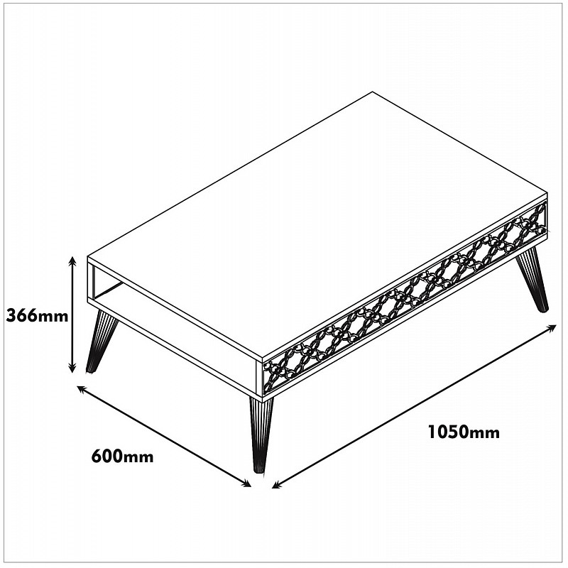 ΤΡΑΠΕΖΙ ΣΑΛΟΝΙΟΥ ΜΕΛΑΜΙΝΗΣ HM9499.04 ΚΑΡΥΔΙ ΜΕ ΛΕΥΚΑ ΠΛΑΙΝΑ 105x60x36.6Υεκ.