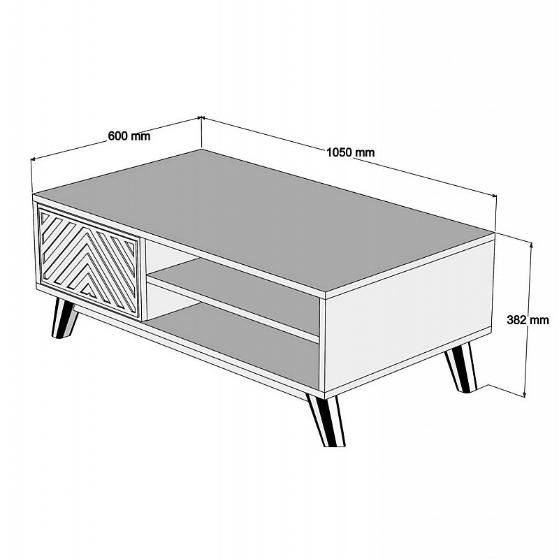 ΤΡΑΠΕΖΙ ΣΑΛΟΝΙΟΥ HM9502.03 ΜΕΛΑΜΙΝΗΣ ΜΕ ΝΤΟΥΛΑΠΑΚΙ ΚΑΡΥΔΙ & ΛΕΥΚΟ 105x60x38.2Υεκ.