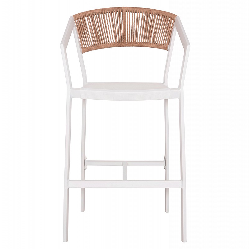 ΣΚΑΜΠΟ ΑΛΟΥΜΙΝΙΟΥ HM5892.12 ΜΕΣΑΙΟΥ ΥΨΟΥΣ RATTAN & TEXTLINE ΛΕΥΚΟ ΜΠΕΖ 55x56,5x99Y