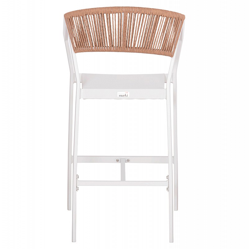 ΣΚΑΜΠΟ ΑΛΟΥΜΙΝΙΟΥ HM5892.12 ΜΕΣΑΙΟΥ ΥΨΟΥΣ RATTAN & TEXTLINE ΛΕΥΚΟ ΜΠΕΖ 55x56,5x99Y