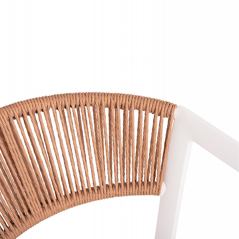 ΣΚΑΜΠΟ ΑΛΟΥΜΙΝΙΟΥ HM5892.12 ΜΕΣΑΙΟΥ ΥΨΟΥΣ RATTAN & TEXTLINE ΛΕΥΚΟ ΜΠΕΖ 55x56,5x99Y