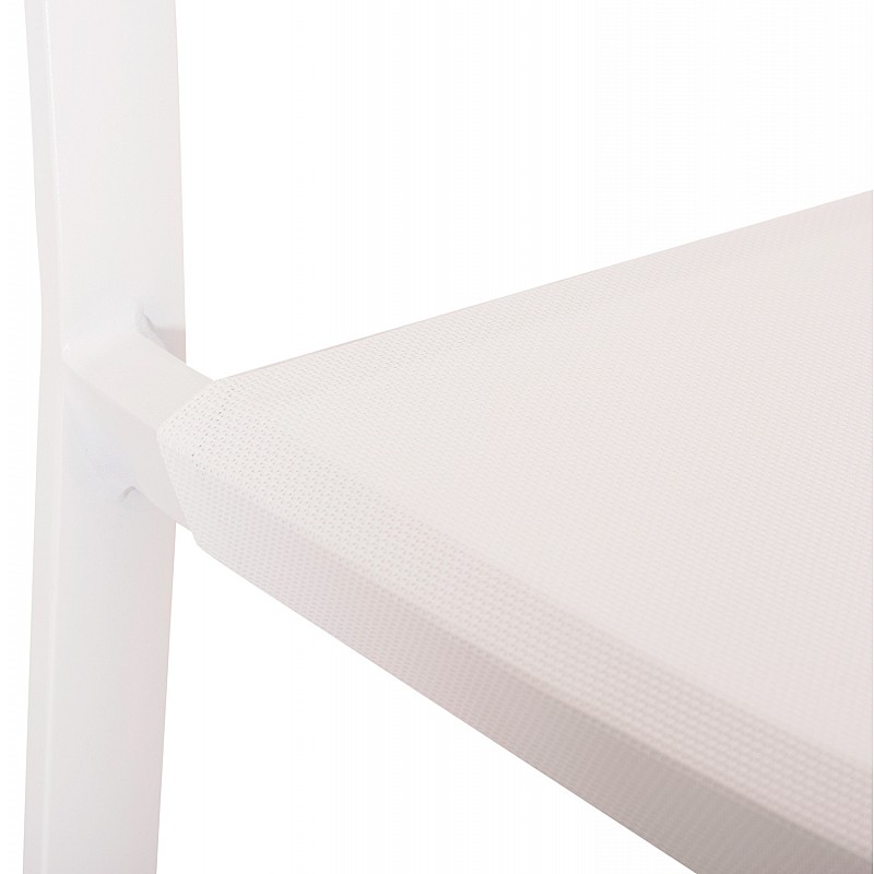 ΣΚΑΜΠΟ ΑΛΟΥΜΙΝΙΟΥ HM5892.12 ΜΕΣΑΙΟΥ ΥΨΟΥΣ RATTAN & TEXTLINE ΛΕΥΚΟ ΜΠΕΖ 55x56,5x99Y