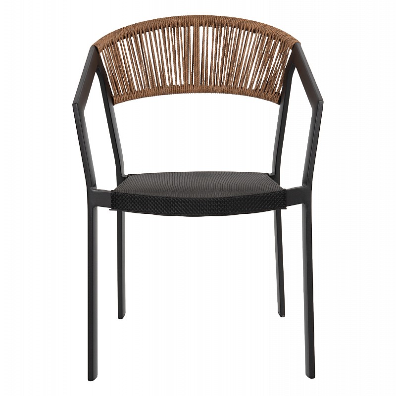 ΠΟΛΥΘΡΟΝΑ ΑΛΟΥΜΙΝΙΟΥ MIRI HM5891.05 ΜΑΥΡΟΣ ΣΚΕΛΕΤΟΣ&TEXTLINE-ΜΠΕΖ RATTAN 57,5x59x81,5Yεκ.