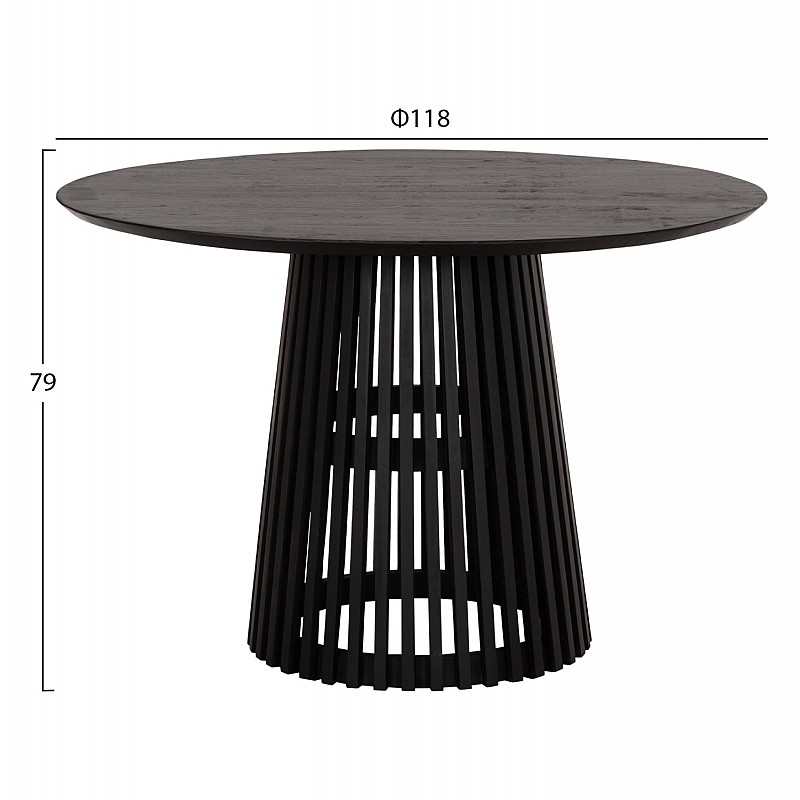 ΤΡΑΠΕΖΙ ΤΡΑΠΕΖΑΡΙΑΣ ΣΤΡΟΓΓΥΛΟ FRANTZ HM9388.02 ΜΑΣΙΦ ΞΥΛΟ MINDI BLACK Φ118x79Υεκ.