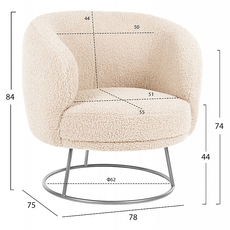 ΠΟΛΥΘΡΟΝΑ ARIEN HM8403.23 ΥΦΑΣΜΑ ΜΠΟΥΚΛΕ ΛΕΥΚΟ ΜΕ ΑΣΗΜΙ ΒΑΣΗ 78x75x84Υεκ.