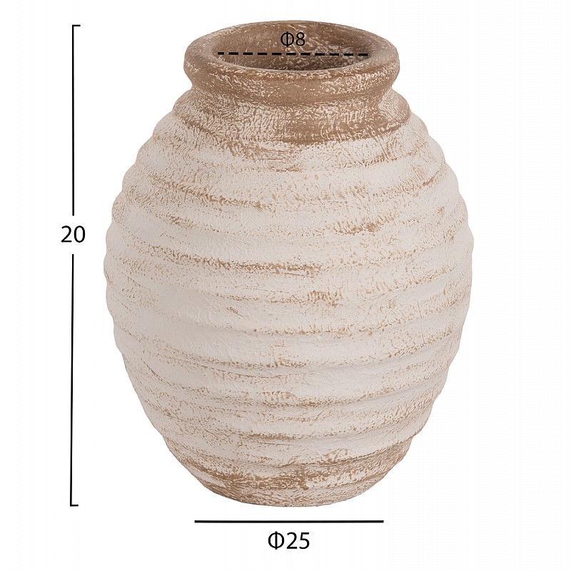 ΔΙΑΚΟΣΜΗΤΙΚΟ ΒΑΖΟ PYDNA HM7940 ΤΕΡΑΚΟΤΑ ΣΕ ANTIQUE ΛΕΥΚΟ ΜΠΕΖ ΧΡΩΜΑ Φ20x25Y εκ.