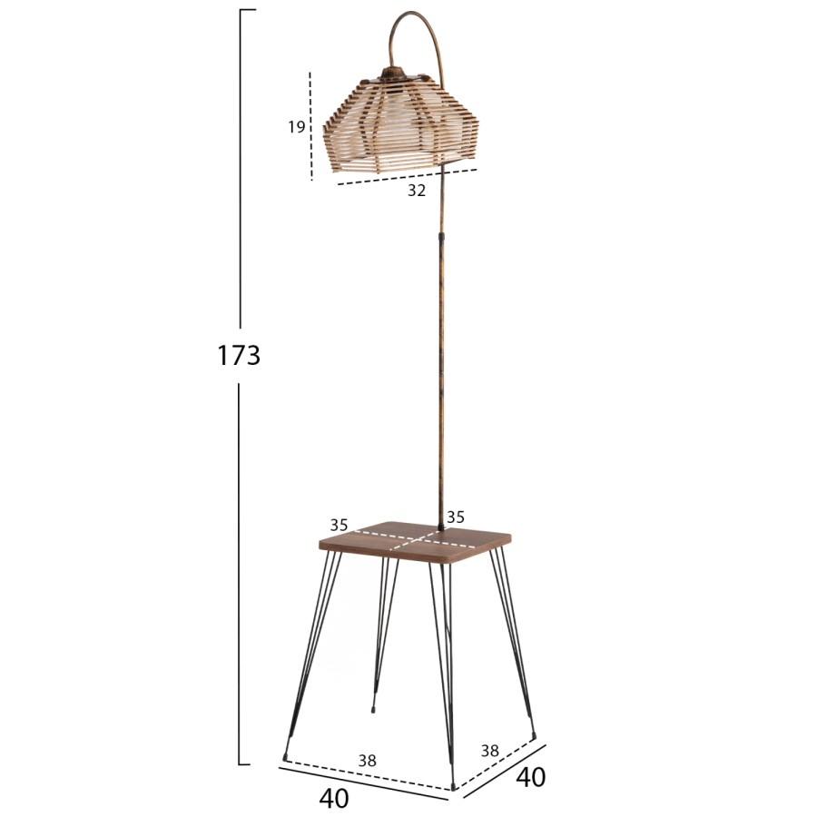 ΦΩΤΙΣΤΙΚΟ ΔΑΠΕΔΟΥ HM7949.01 ΤΡΑΠΕΖΑΚΙ ΜΕΛΑΜΙΝΗΣ ΚΑΡΥΔΙ-ΚΑΠΕΛΟ ΜΠΕΖ 40x40x173Yεκ.