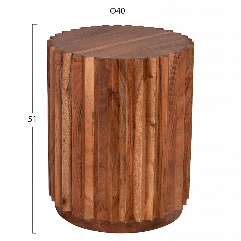 ΒΟΗΘΗΤΙΚΟ ΤΡΑΠΕΖΙ ΣΤΡΟΓΓΥΛΟ SEDGE HM9696 ΜΑΣΙΦ ΑΚΑΚΙΑ-ΦΥΣΙΚΟ ΧΡΩΜΑ Φ40x50Υεκ.