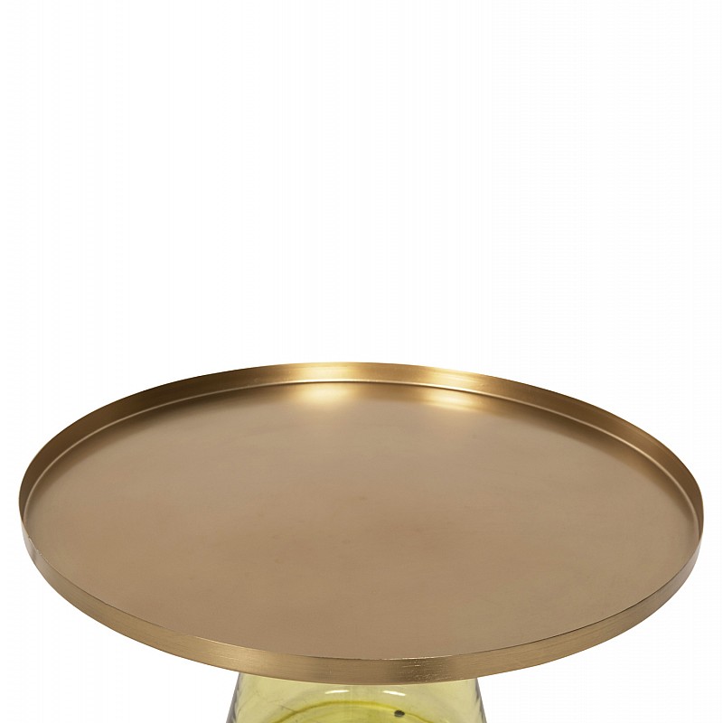 ΤΡΑΠΕΖΙ ΣΑΛΟΝΙΟΥ SCAL HM9724 ΒΑΣΗ ΠΡΑΣΙΝΟ ΓΥΑΛΙ-TOP ΧΡΥΣΟ ΜΕΤΑΛΛΟ Φ76x43,5Υεκ