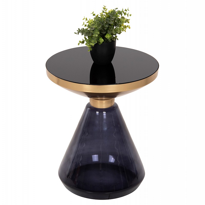 ΒΟΗΘΗΤΙΚΟ ΤΡΑΠΕΖΑΚΙ DEMMY HM9727 ΜΑΥΡΟ & ΜΟΒ ΓΥΑΛΙ-ΧΡΥΣΟ ΜΕΤΑΛΛΟ Φ41x48Υεκ