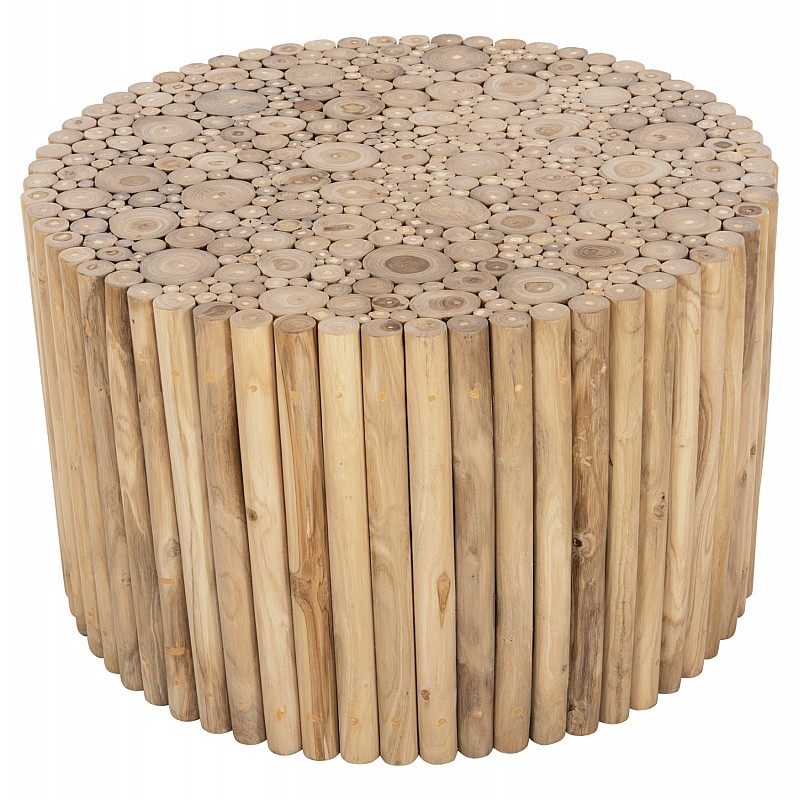 ΤΡΑΠΕΖΙ ΣΑΛΟΝΙΟΥ ΣΤΡΟΓΓΥΛΟ COOTER HM9863 ΚΛΑΔΙΑ TEAK-ΦΥΣΙΚΟ Φ80x50Υεκ.