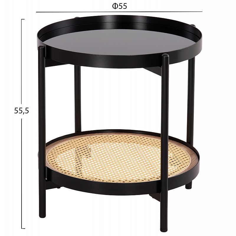 ΒΟΗΘΗΤΙΚΟ ΤΡΑΠΕΖΙ SEITZ HM18031 ΓΥΑΛΙ TOP-ΜΕΤΑΛΛΟ-RATTAN ΣΕ ΦΥΣΙΚΟ Φ50x55,5Υεκ.