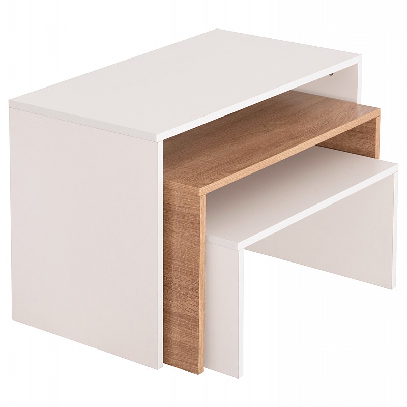 ΤΡΑΠΕΖΙ ΣΑΛΟΝΙΟΥ ΣΕΤ 3ΤΜΧ BENTIL HM9444.11 ΜΕΛΑΜΙΝΗ SONAMA-ΛΕΥΚΟ 65x35x45Υεκ