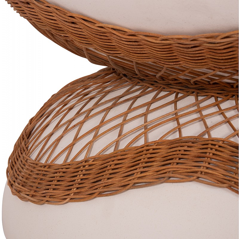 ΤΡΑΠΕΖΙ ΣΑΛΟΝΙΟΥ ANNA HM18157.02 FIBER CEMENT ΛΕΥΚΟ-ΦΥΣΙΚΟ RATTAN--Φ92x44.5Υεκ