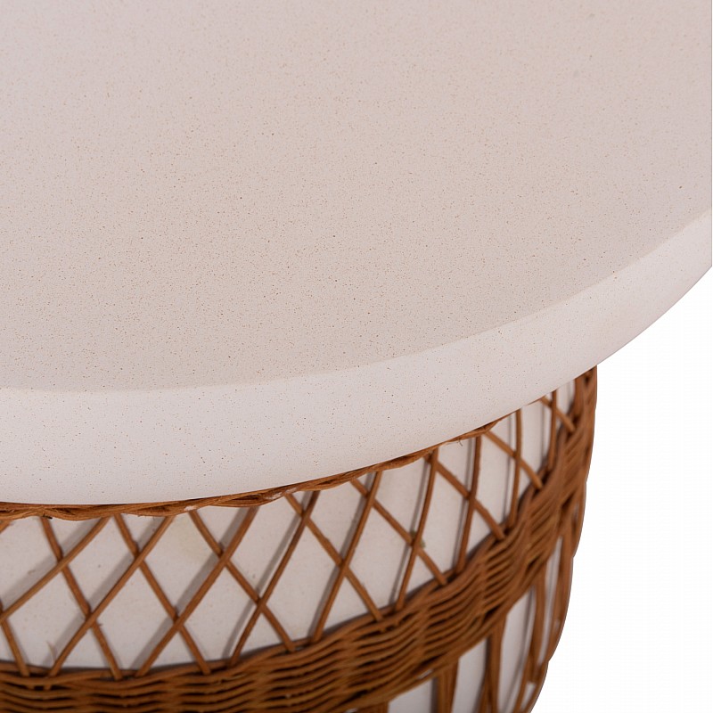 ΤΡΑΠΕΖΙ ΤΡΑΠΕΖΑΡΙΑΣ PRILEP HM18159.02 FIBER CEMENT ΛΕΥΚΟ & RATTAN--Φ60x76,5Υεκ ΤΡΑΠΕΖΙ ΤΡΑΠΕΖΑΡΙΑΣ PRILEP HM18159.02 FIBER CEMENT ΛΕΥΚΟ & RATTAN--Φ60x76,5Υεκ