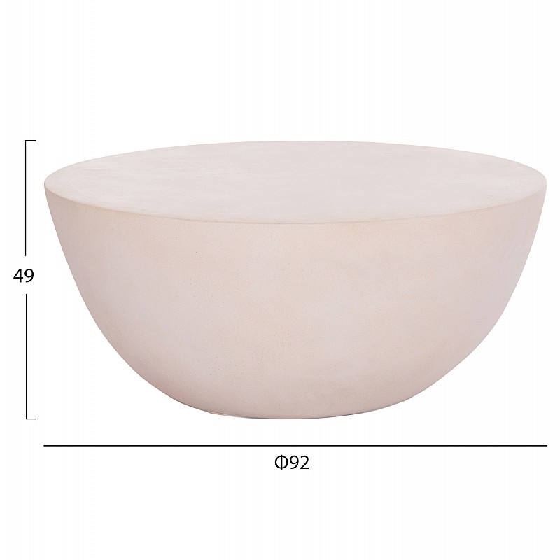 ΤΡΑΠΕΖΙ ΣΑΛΟΝΙΟΥ ΣΤΡΟΓΓΥΛΟ ALLAN HM18162.02 FIBER CEMENT ΣΕ ΑΝΟΙΧΤΟ ΜΠΕΖ--Φ92x49Υεκ.
